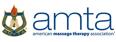 AMTA logo: torch in crest,